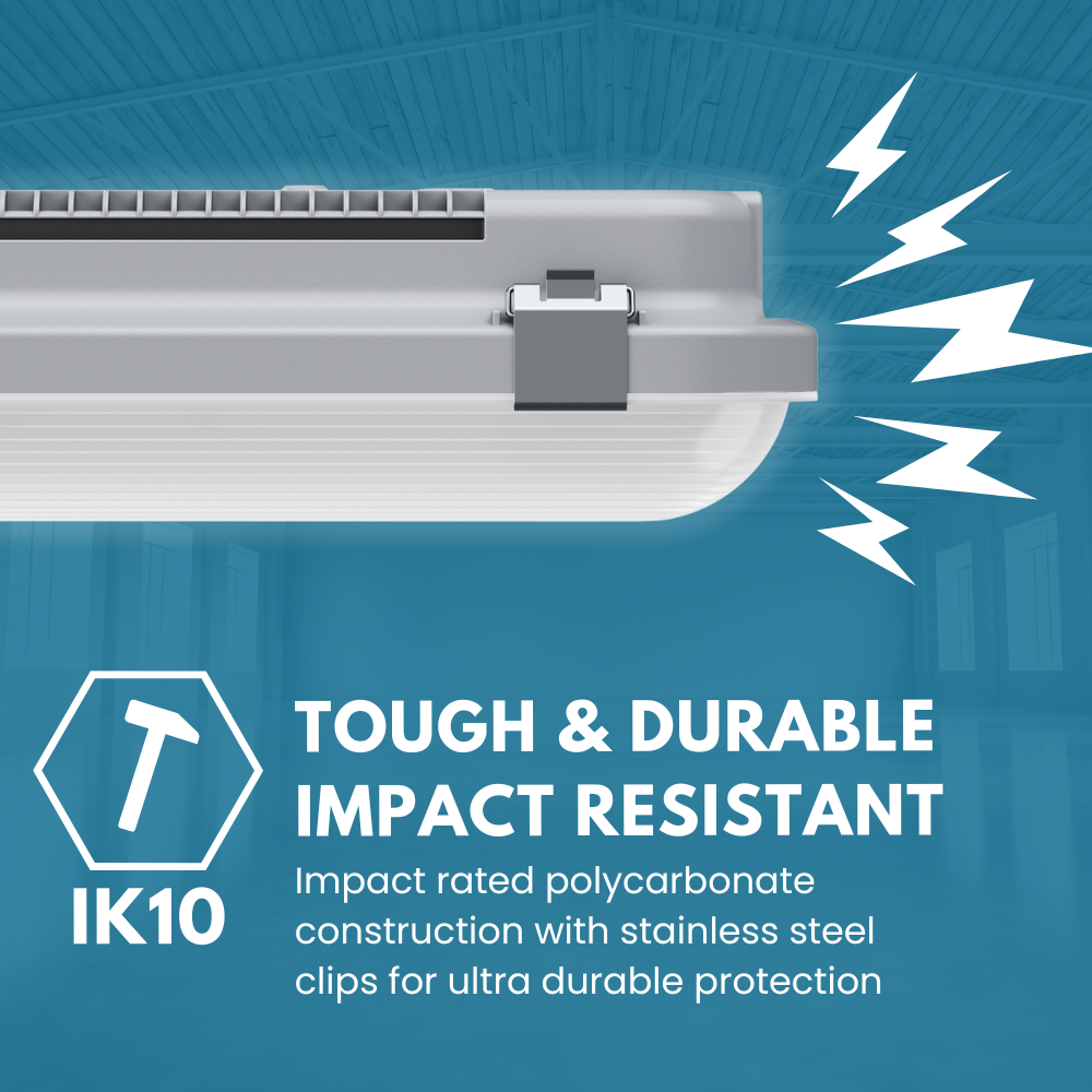 TORO Non-Corrosive LED Batten Light | 5ft High Lumen 7000lm | CCT Tri-Colour & Multi Wattage | IP65 | Standard