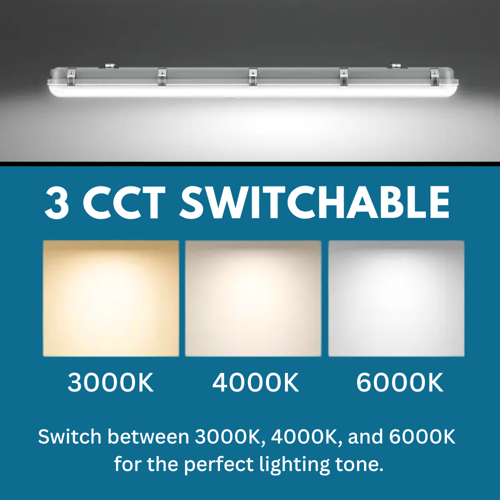 TORO Non-Corrosive LED Batten Light | 5ft 3360lm | CCT Tri-Colour & Multi Wattage | IP65 | Standard