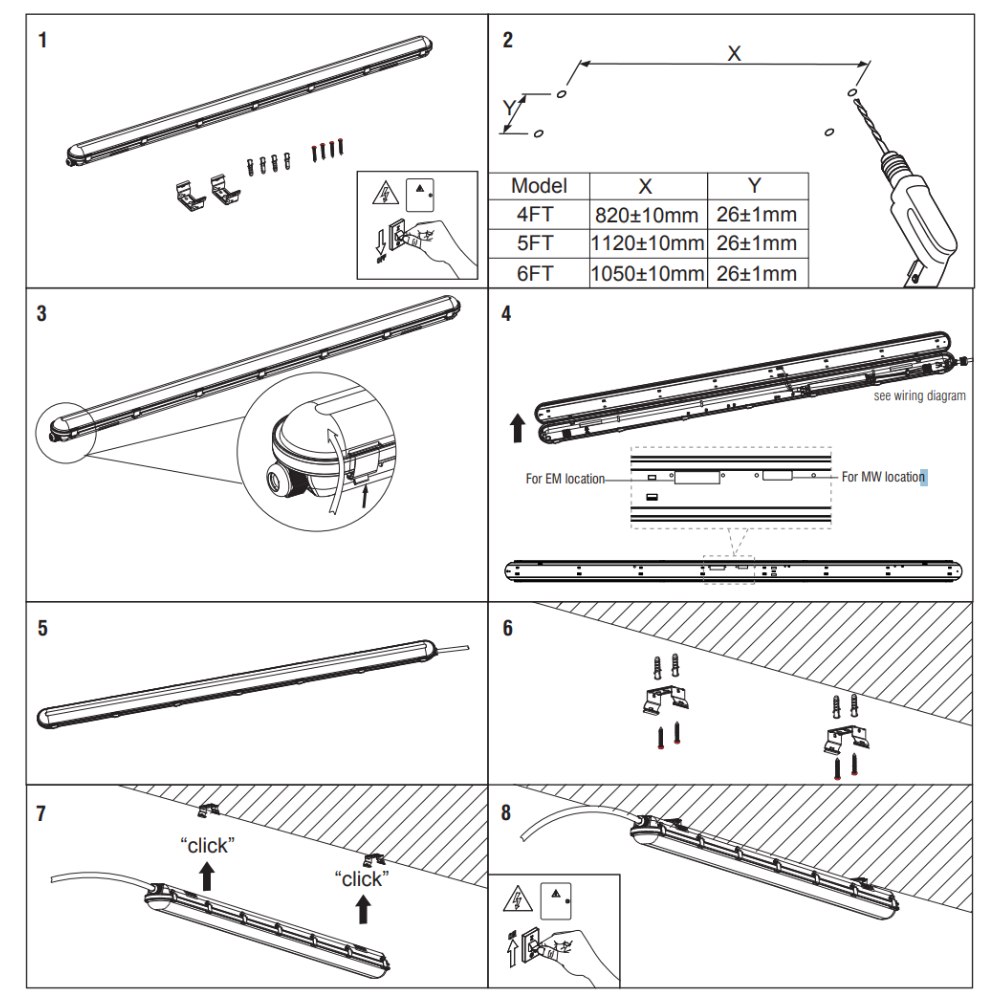 TORO Non-Corrosive LED Batten Light | 5ft High Lumen 7000lm | CCT Tri-Colour & Multi Wattage | IP65 | Standard