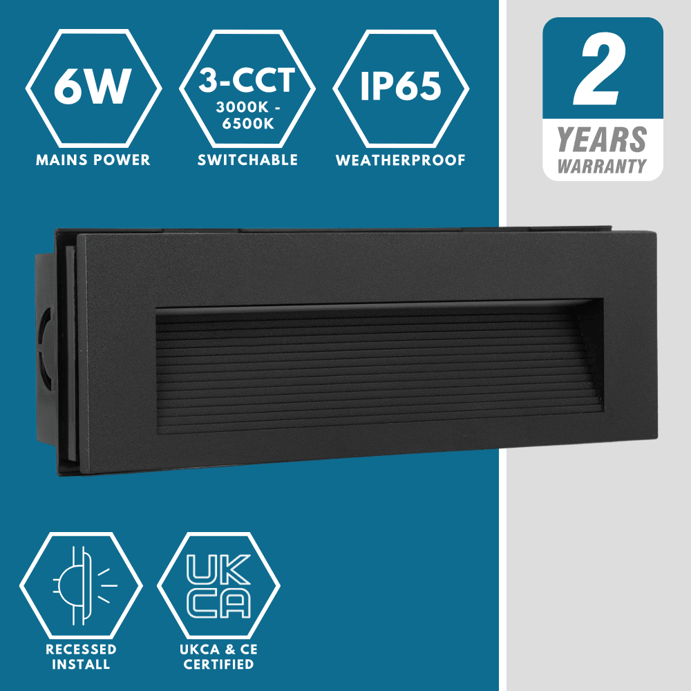 TYBURN Outdoor Indirect Recessed Wall Brick Down Light | LED | IP65 | CCT Tri - Colour Switchable - LightHub Direct
