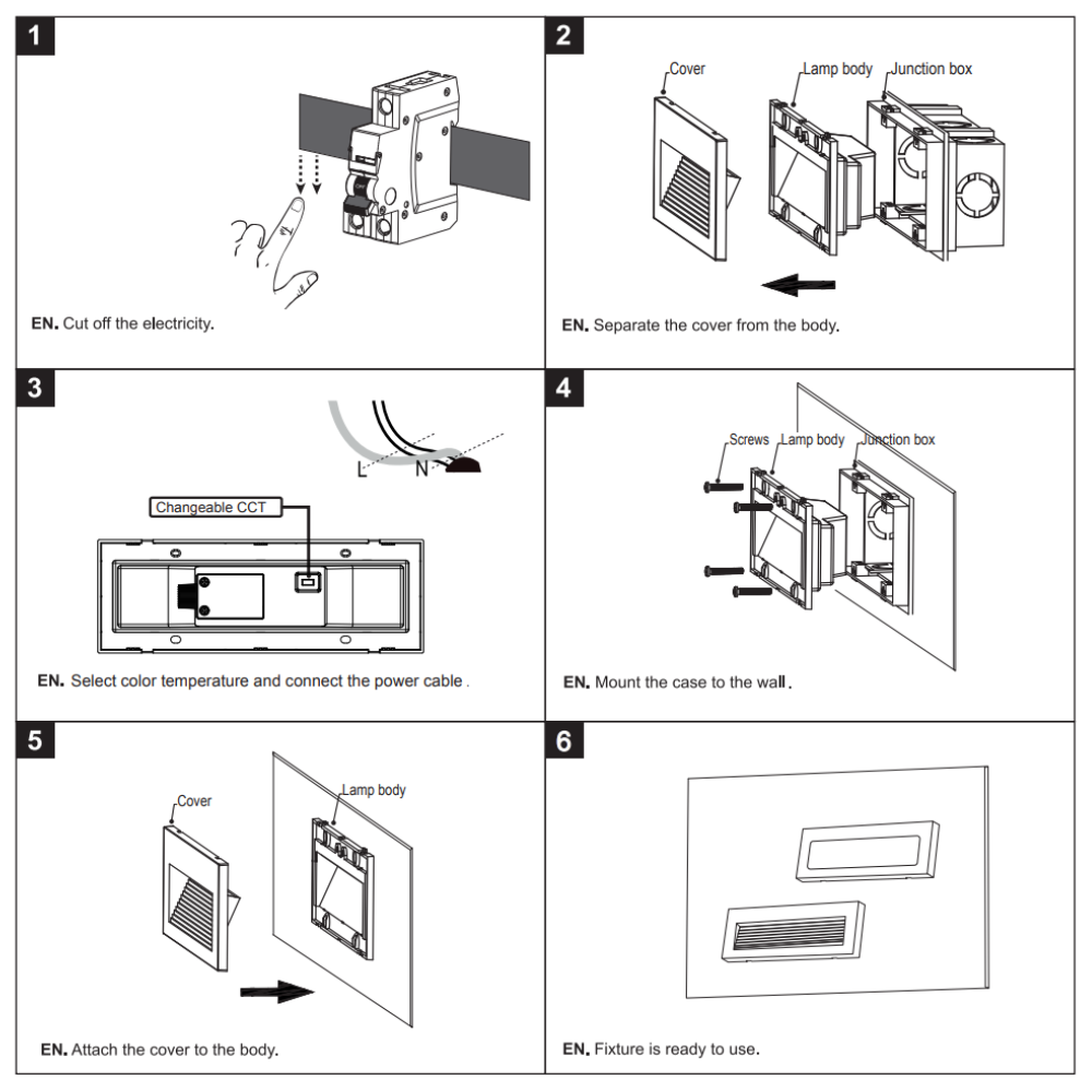TYBURN Outdoor Indirect Recessed Wall Brick Down Light | LED | IP65 | CCT Tri-Colour Switchable