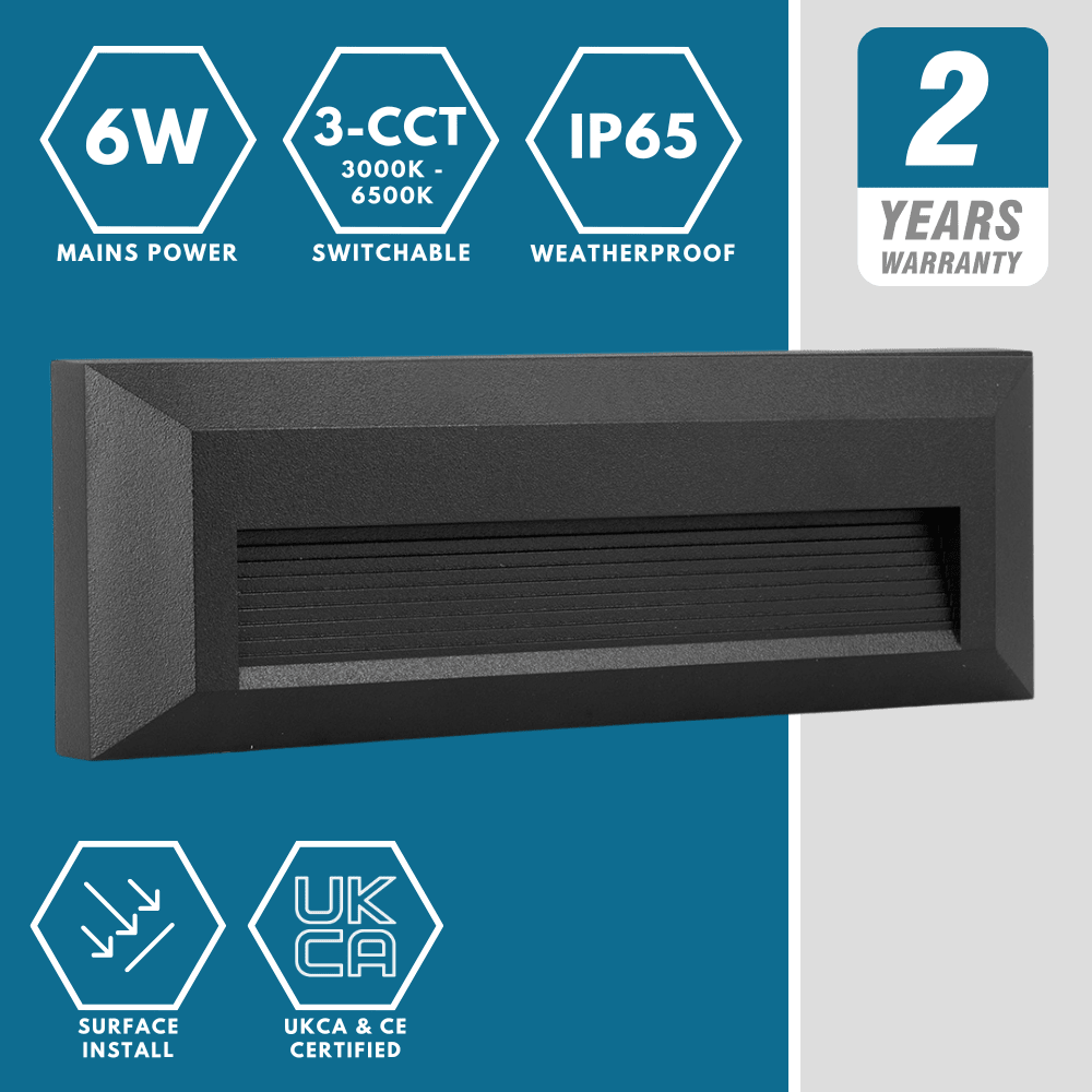 TYBURN Outdoor Indirect Surface Wall Brick Down Light | LED | IP65 | CCT Tri - Colour Switchable - LightHub Direct