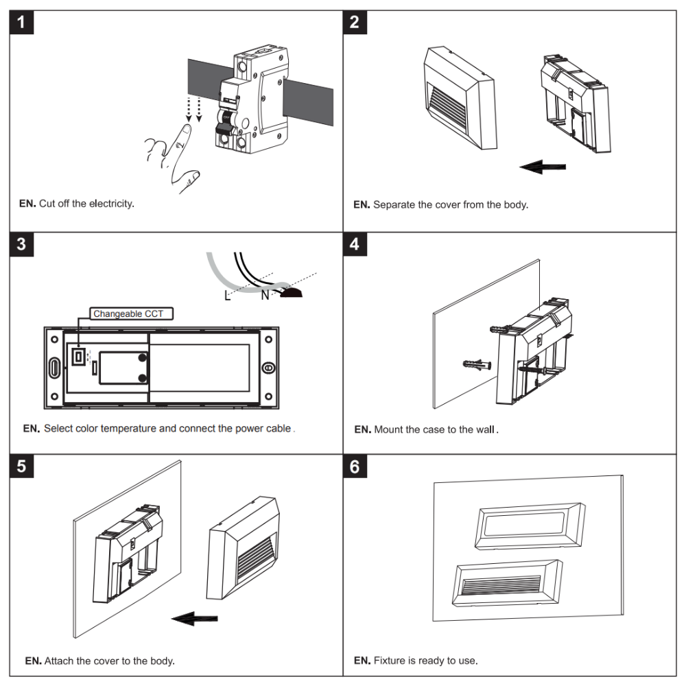 TYBURN Outdoor Indirect Surface Wall Brick Down Light | LED | IP65 | CCT Tri-Colour Switchable