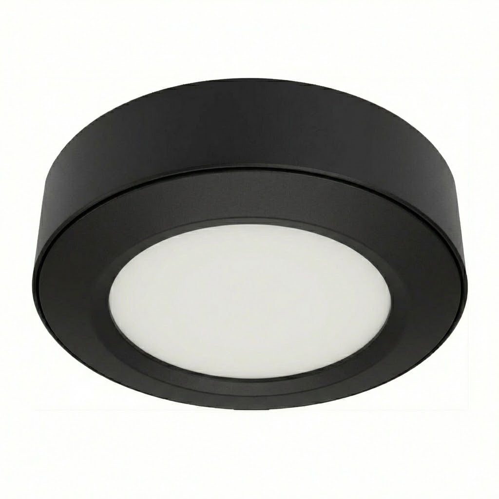 Round Under Cabinet Puck Light Ring for Recessed Fitting | Black