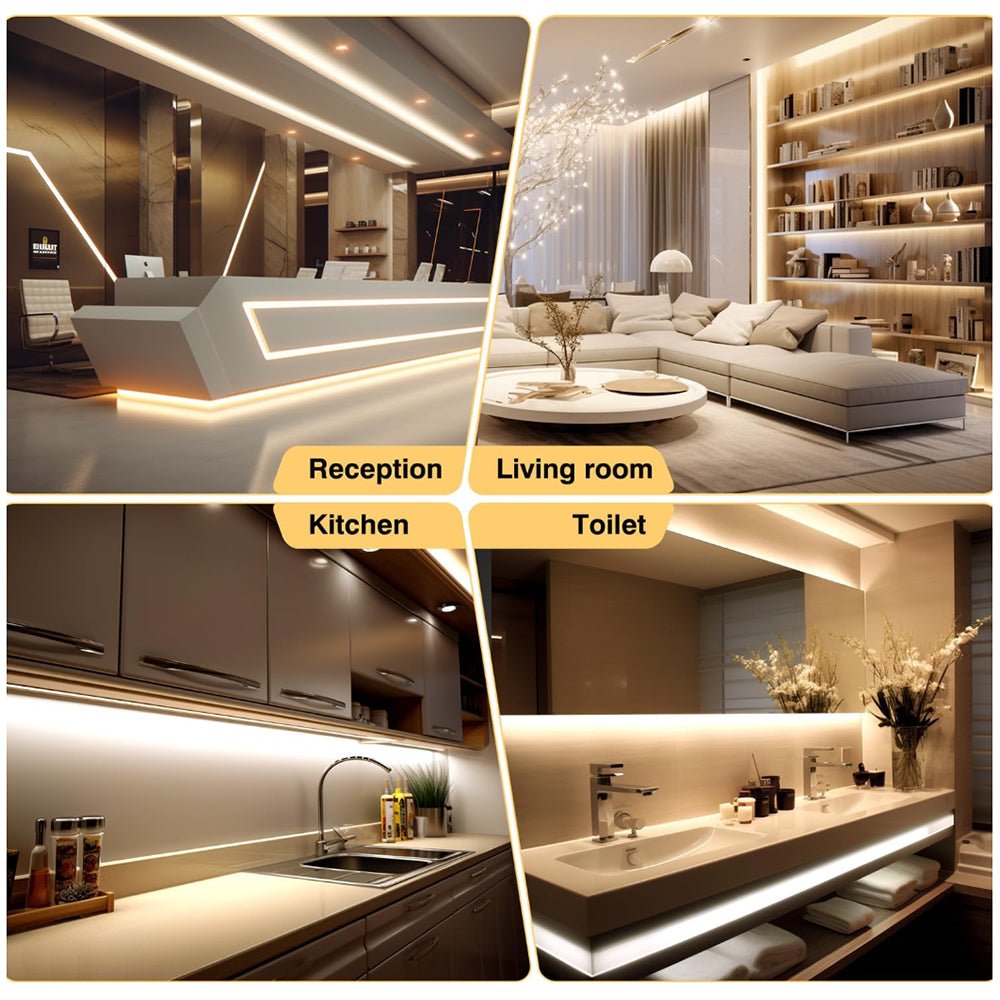 24V Seamless Dotless LED Tape Strip Light | 5W COB LED | Dimmable | Daylight White 6000K | Sold Per Metre - LightHub Direct