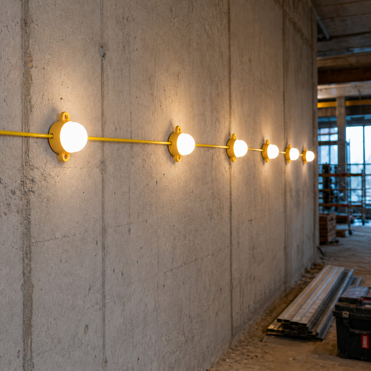 VOLTA 110V LED Festoon String Site Light Kit | IP44 | 50W 4650lm | 6500K Daylight White | 20m 10 Heads