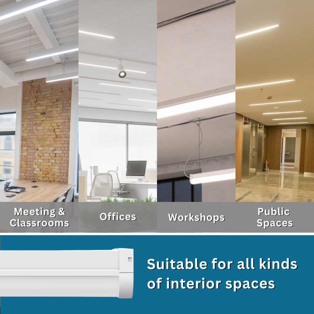 VALA LED Batten Light | 4ft High Lumen 5320lm | CCT Tri-Colour & Multi Wattage | IP20 | Standard