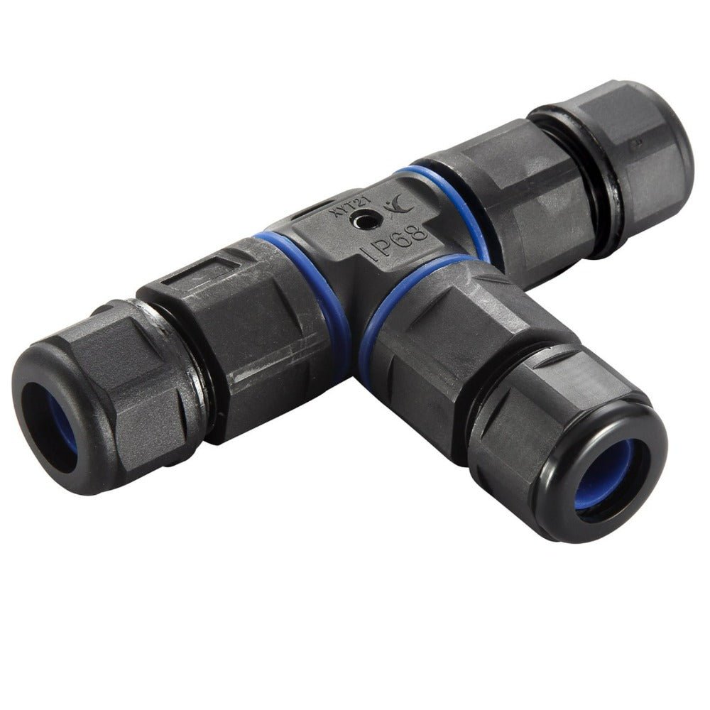 3 Way Inline Connector Tee | IP68 | Black - LightHub Direct