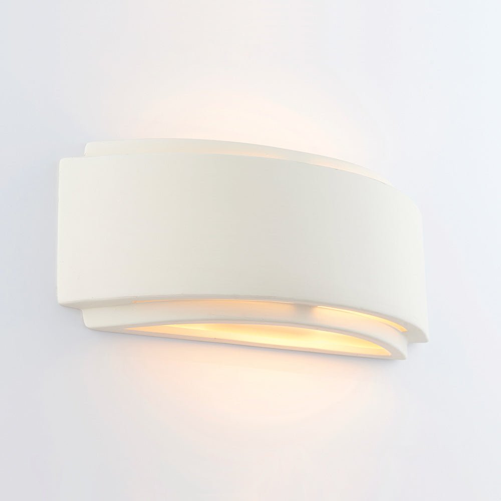 GIANNA Curved Stepped Ceramic Uplighter Fitting | E14 (SES) | Up Down Light Effect - LightHub Direct