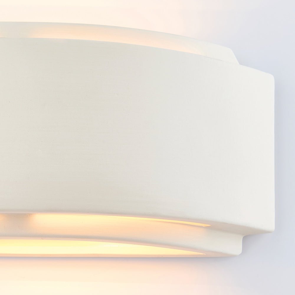 GIANNA Curved Stepped Ceramic Uplighter Fitting | E14 (SES) | Up Down Light Effect - LightHub Direct