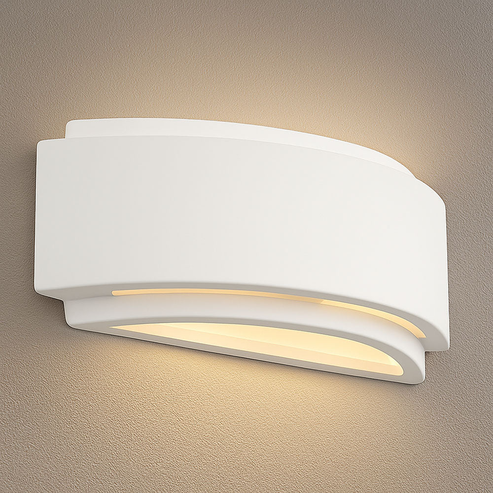 GIANNA Curved Stepped Ceramic Uplighter Fitting | E14 (SES) | Up Down Light Effect