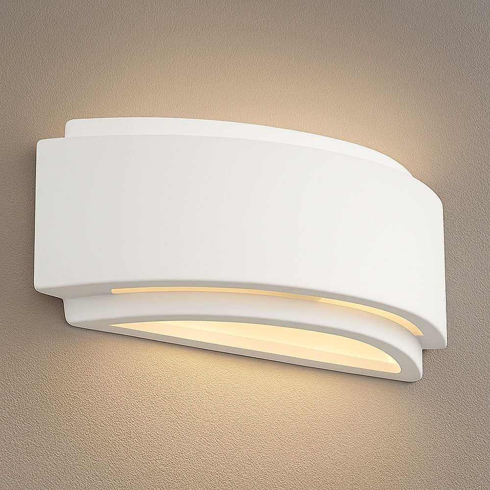 GIANNA Curved Stepped Ceramic Uplighter Fitting | E14 (SES) | Up Down Light Effect - LightHub Direct