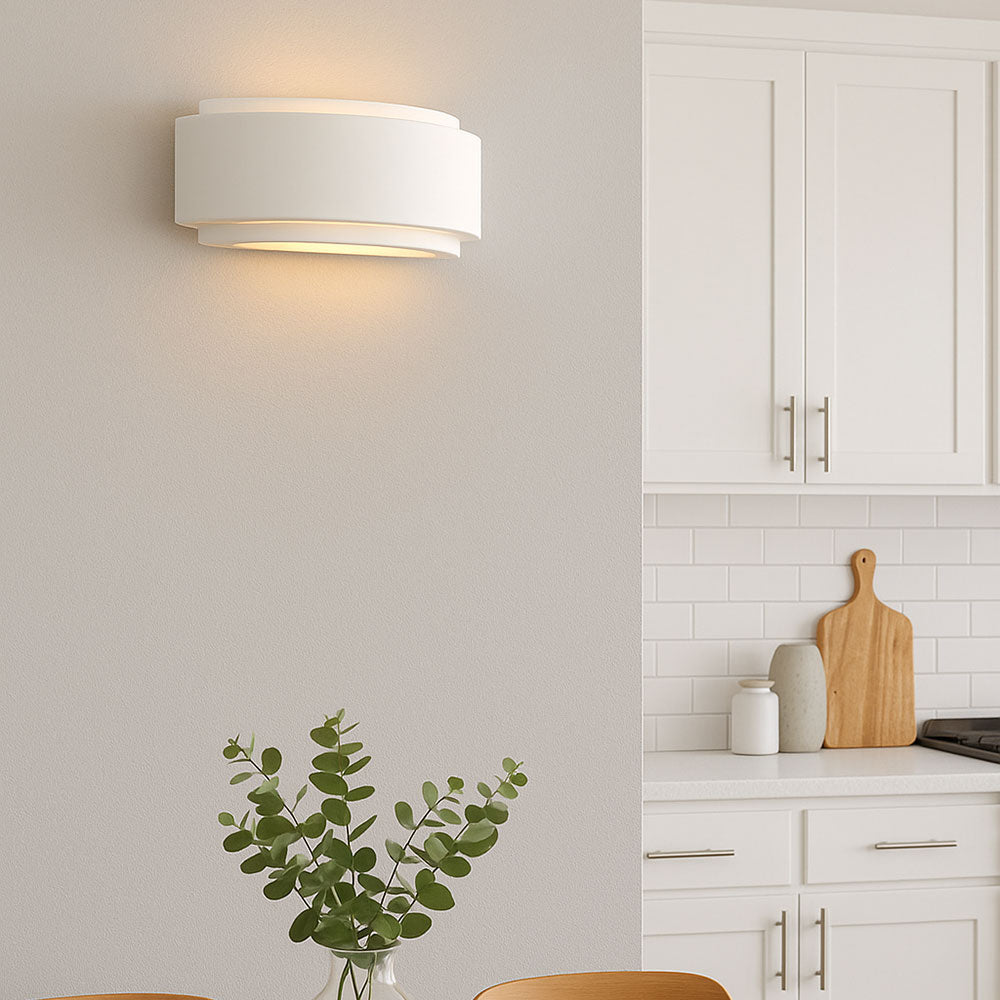 GIANNA Curved Stepped Ceramic Uplighter Fitting | E14 (SES) | Up Down Light Effect