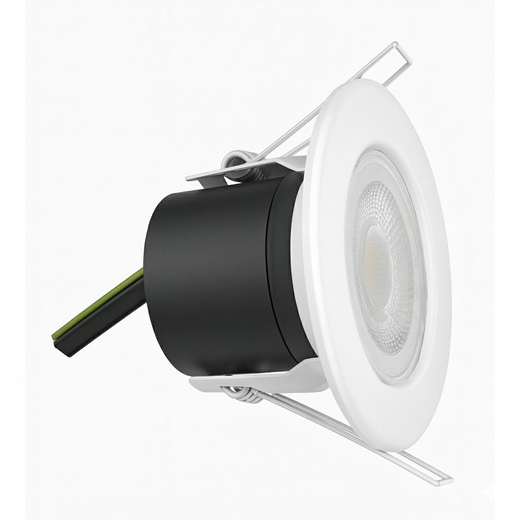 Trade 10 Pack | Fire Rated Dimmable Downlight Fitting | LED 5W 480lm | 3000K Warm White | IP65 | White