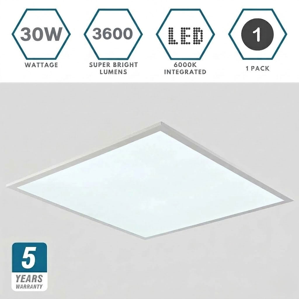 AIRO | 600x600mm Recessed Panel Light | 3hr Emergency Function | 6000K Daylight White | LED 30W 3600lm | For Suspended Modular Ceiling Tile | Single Unit