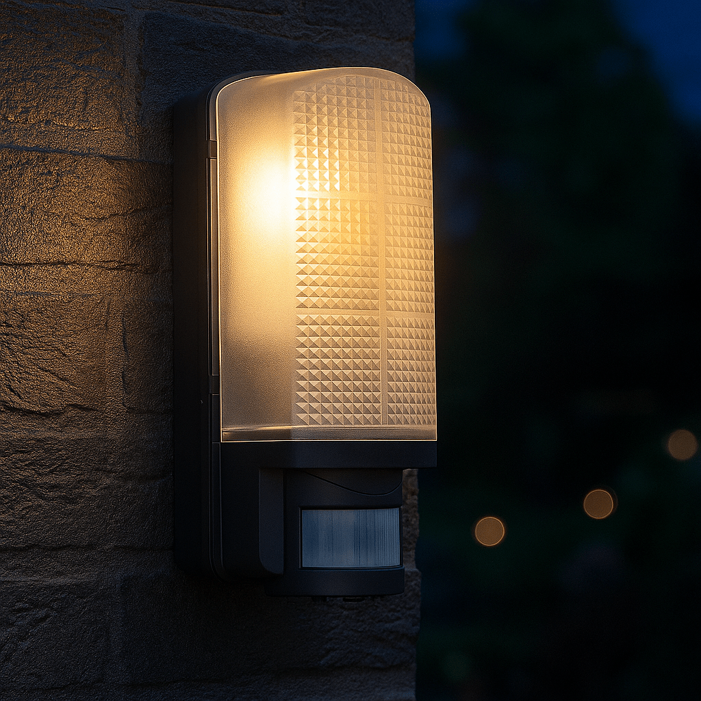 LED CCT Outdoor Bulkhead Wall Light Fitting | 8W E27 | CCT Tri - Colour | IP44 | PIR Motion Sensor | Black - LightHub Direct