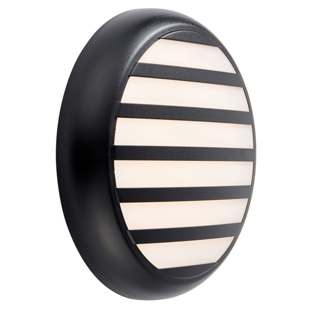 ACTON CCT Slim Bulkhead Grill Light Fitting | LED Multi Wattage 1800lm | CCT Tri-Colour Switchable | IP65 | Black | 3hr Emergency Function