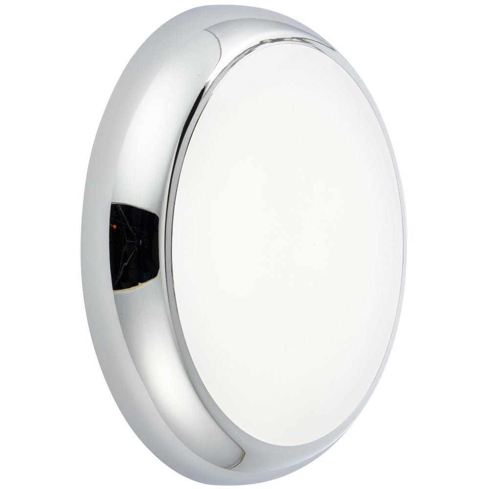 ACTON CCT Slim Bulkhead Light Fitting | LED Multi Wattage 1800lm | CCT Tri - Colour Switchable | IP65 | Chrome | 3hr Emergency Function - LightHub Direct