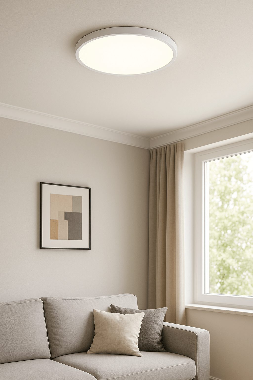 CCT Slim Low Profile Circular Flush Ceiling Corridor Bathroom Kitchen Light | 12W LED 1200lm | IP54 | White - LightHub Direct