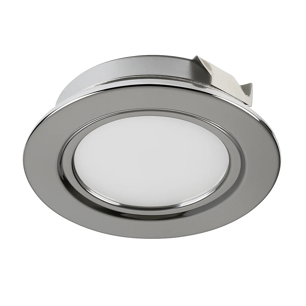 Mini Recessed Under Cabinet LED Downlight | LED 1.5W 12V | IP20 | 6500K Daylight White | Polished Chrome