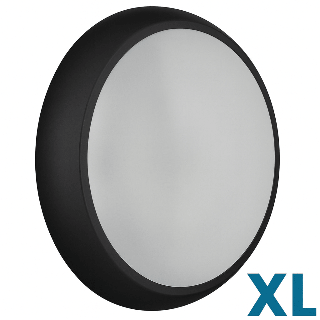 CE3X5 XL Large 400mm Slim Bulkhead Light | LED Multi Wattage & 5CCT | 2800lm | IP65 | Black | Corridor Sensor & Emergency - LightHub Direct