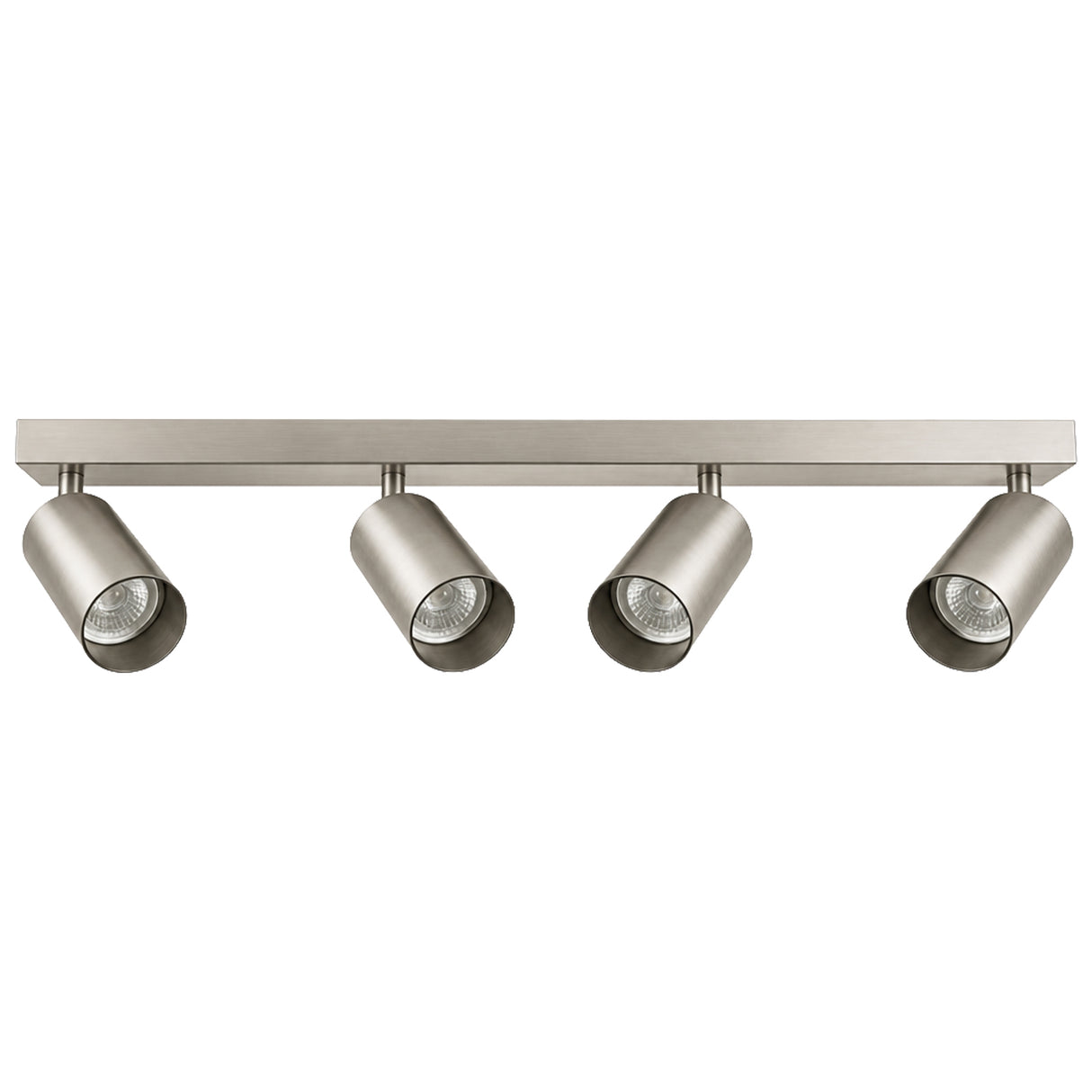 Brushed Nickel Quad Head GU10 Bar Spotlight | 4 x GU10 | Adjustable Heads | IP20