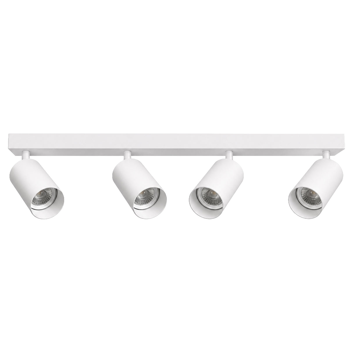 Matt White Quad Head GU10 Bar Spotlight | 4 x GU10 | Adjustable Heads | IP20