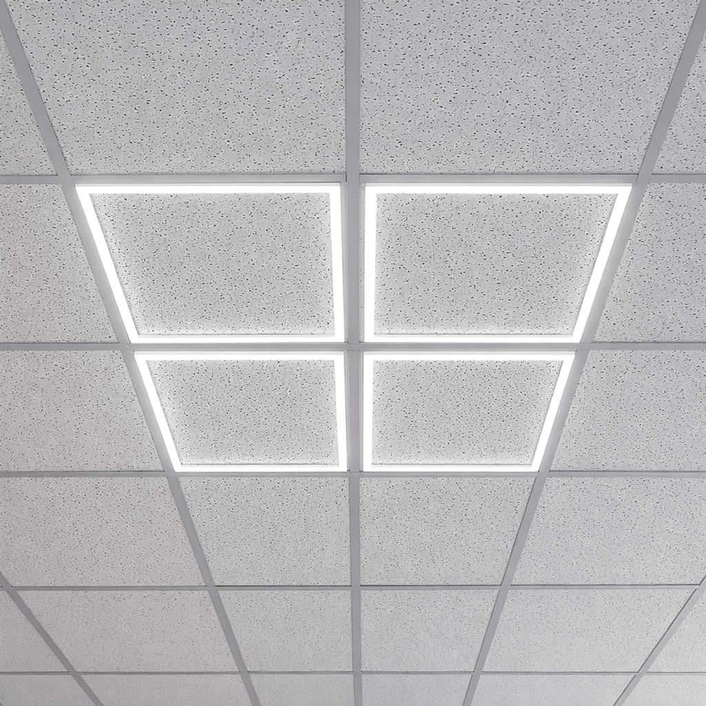 LED 600x600mm | Recessed Frame Light Panels | 4000K Neutral White | 40W 4000lm | Office Ceiling | White - LightHub Direct