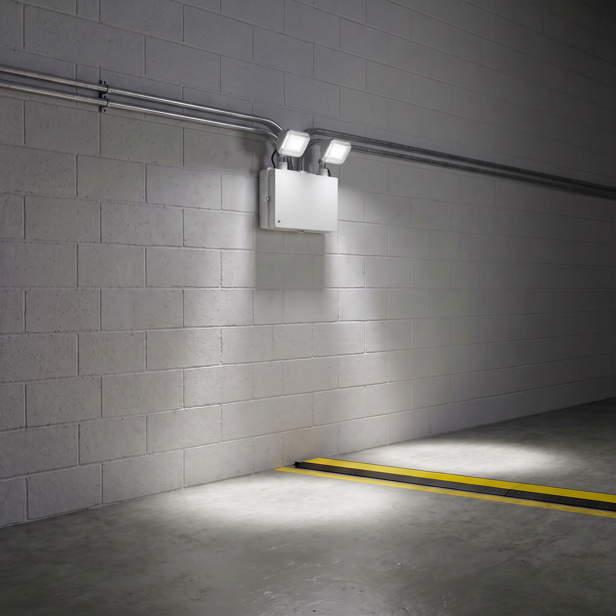 Twin Spot Non Maintained Self Test Wall Light | LED 4W 600lm | 6500K Daylight | IP65 | IK08 | 3hr Emergency