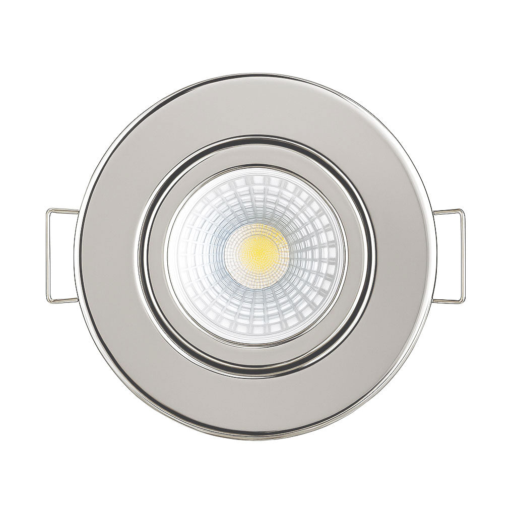 Polished Chrome Tilt Adjustable Fire Rated GU10 Open Back Downlight | Pressed Steel | IP20 | 30-90 Min Rated