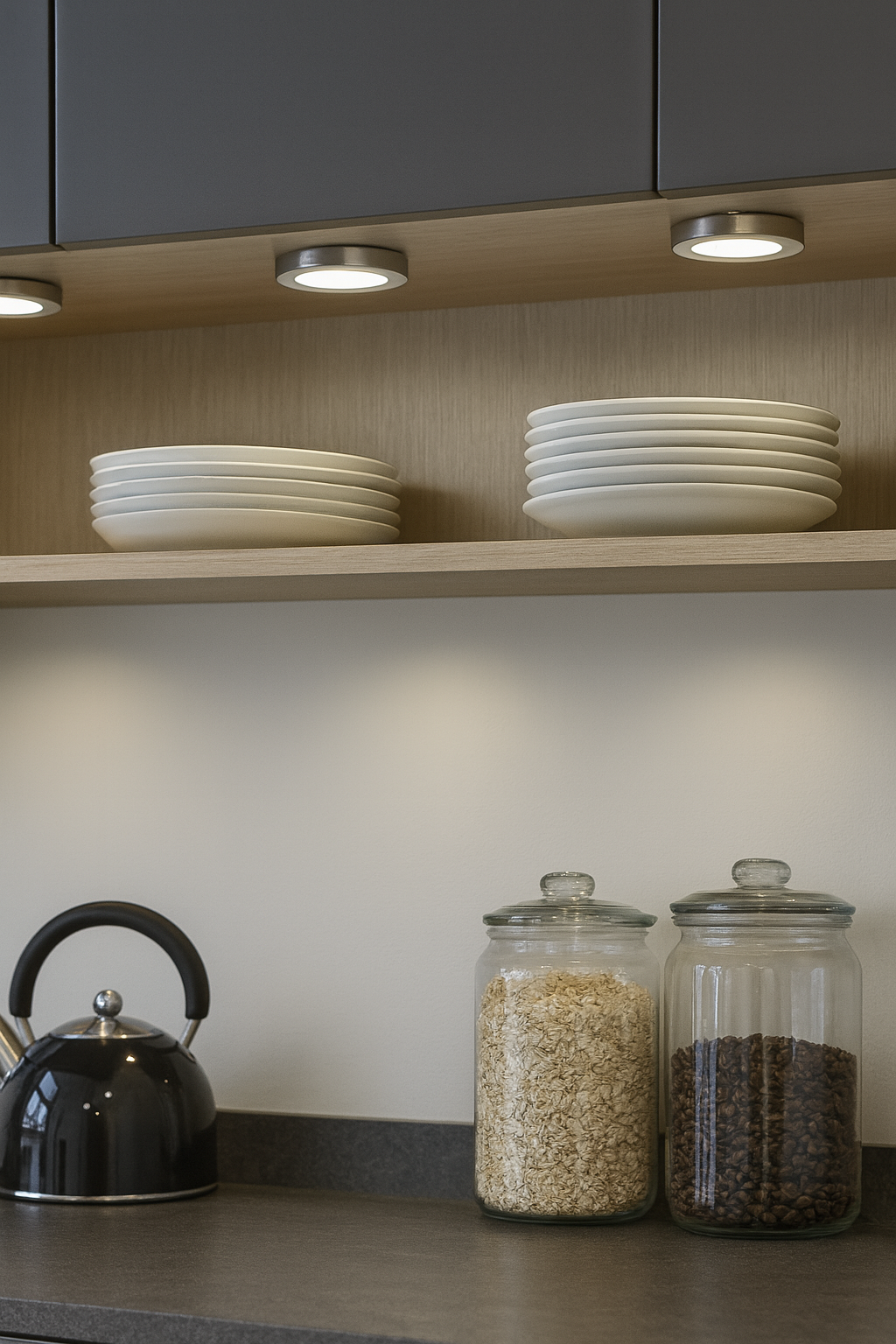 Slim Under-Cabinet Round 3 Pack Kit with Driver | LED 2W | IP20 | 4000K Neutral White | Brushed Steel