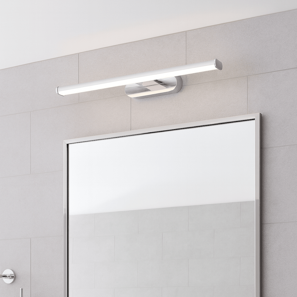 MODA | LED Over Mirror Bathroom Light Wall Semi - Flush Fitting | IP44 | Chrome - LightHub Direct