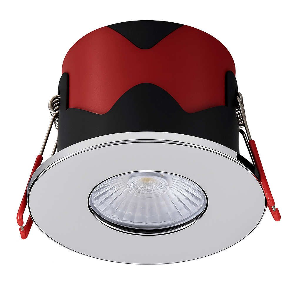 ONYX | Quad - Colour CCT | LED Fire Rated Downlight | Dimmable 7W 750lm | IP65 | Polished Chrome - LightHub Direct