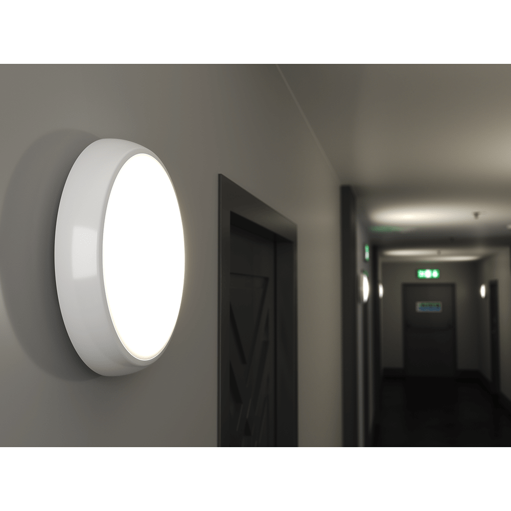 EUSTON CCT Slim Bulkhead Light Fitting | LED 14W 1430lm | CCT Tri - Colour Switchable | IP65 | Microwave Motion Sensor - LightHub Direct
