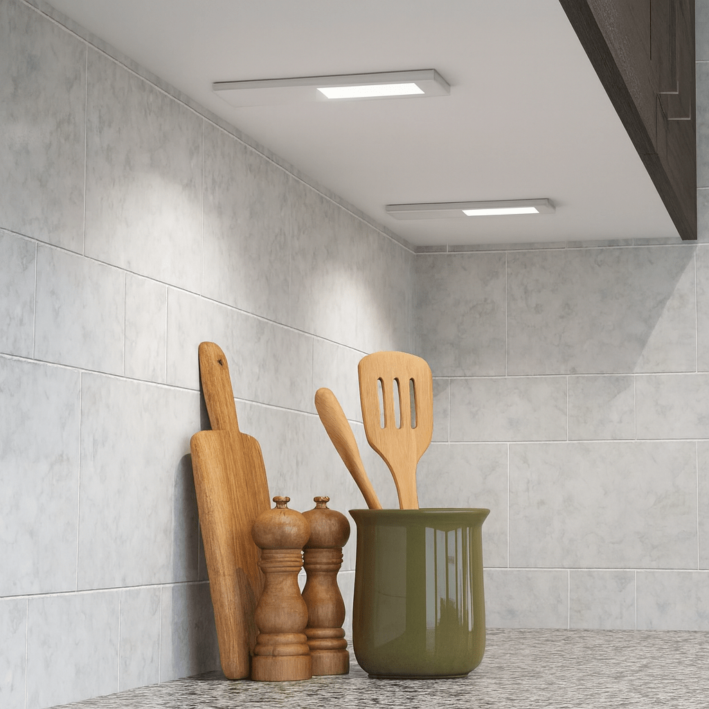Slim Under - Cabinet Rectangle 3 Pack Kit with Driver | LED 3.5W | IP20 | 3000K Warm White | Brushed Steel - LightHub Direct
