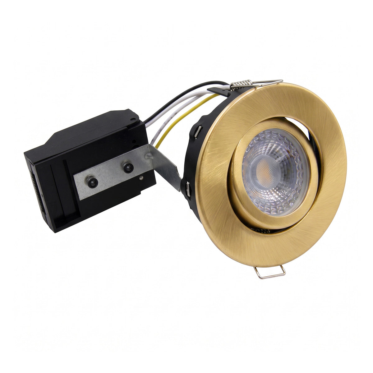 ELD | GU10 Tilt Adjustable Fire Rated Downlight | 30/60/90 Min Fire Rated | IP20 | 75mm Cutout | Brass