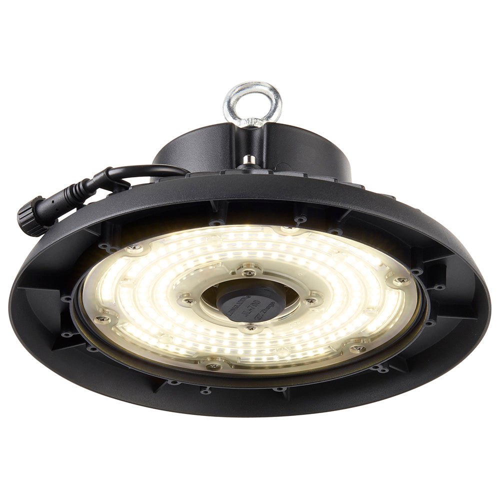 HELIOS Highbay Industrial Ceiling Light for Warehouses & Commercial | LED 100W 14000lm | 4000K Neutral White | IP66 | Black - LightHub Direct