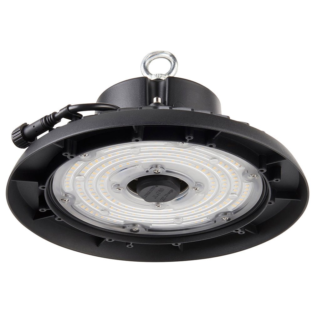 HELIOS Highbay Industrial Ceiling Light for Warehouses & Commercial | LED 150W 21000lm | 4000K Neutral White | IP66 | Black - LightHub Direct