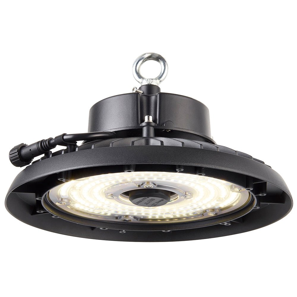 HELIOS Highbay Industrial Ceiling Light for Warehouses & Commercial | LED 200W 28000lm | 4000K Neutral White | IP66 | Black - LightHub Direct