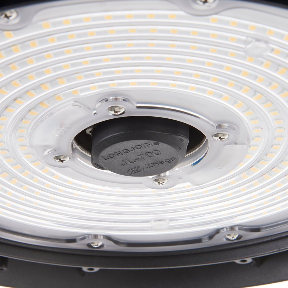 HELIOS Highbay Industrial Ceiling Light for Warehouses & Commercial | LED 100W 14000lm | 4000K Neutral White | IP66 | Black - LightHub Direct