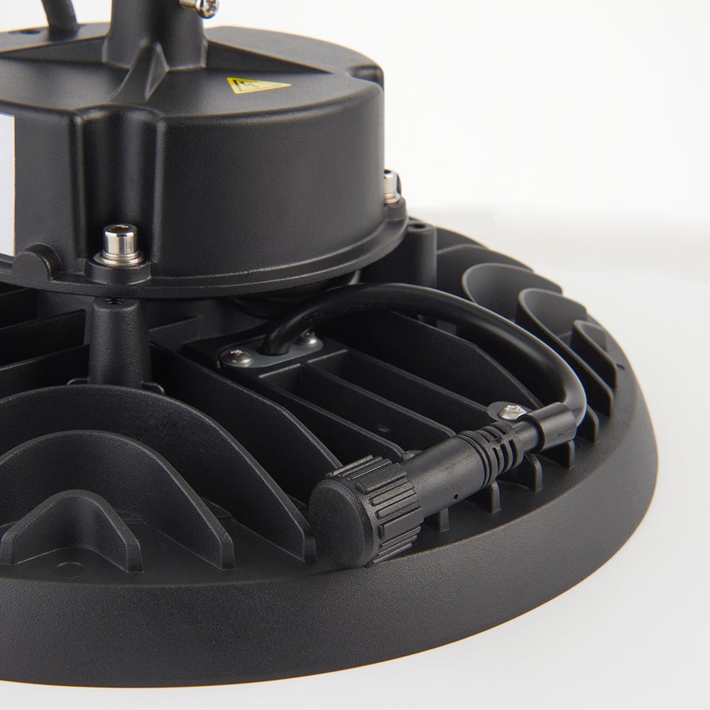 HELIOS Highbay Industrial Ceiling Light for Warehouses & Commercial | LED 200W 28000lm | 4000K Neutral White | IP66 | Black - LightHub Direct