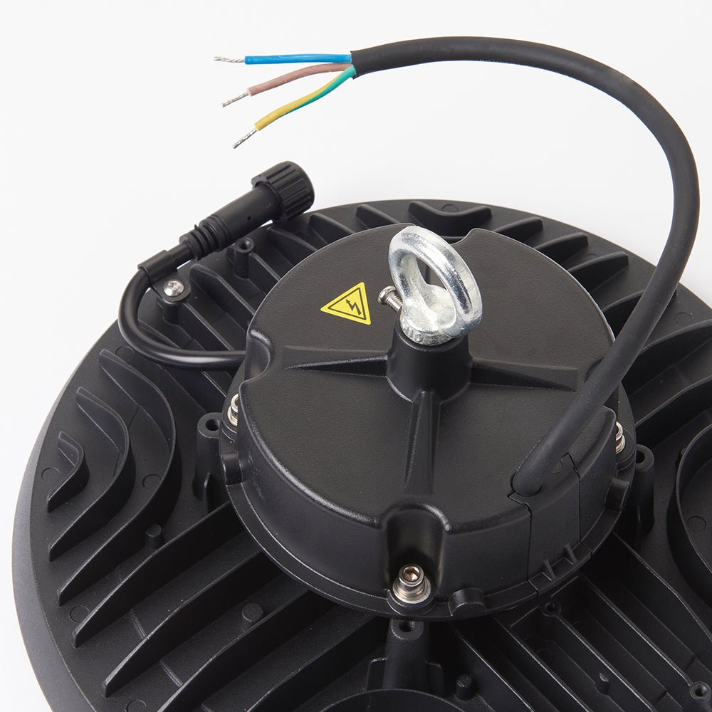 HELIOS Highbay Industrial Ceiling Light for Warehouses & Commercial | LED 100W 14000lm | 4000K Neutral White | IP66 | Black - LightHub Direct