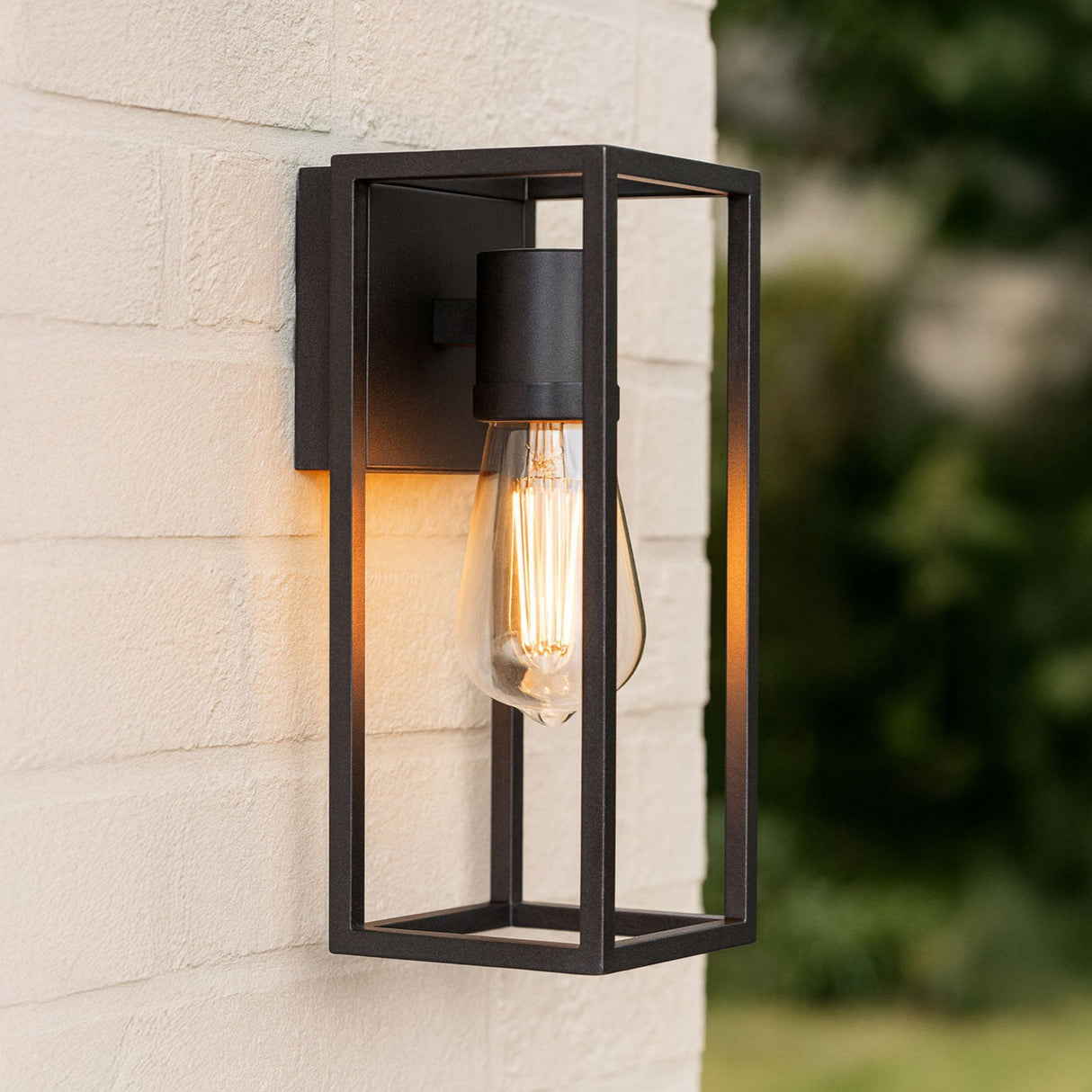 HERBERT | Outdoor Box Porch Corrosion Resistant Lantern Wall Light | E27 | IP44 | Black