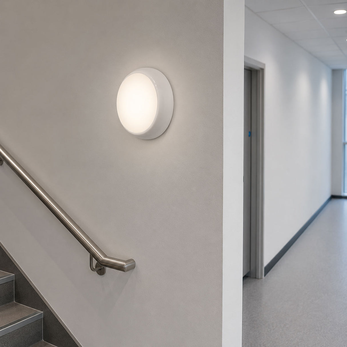 CE3X5 MINI Small 250mm Slim Bulkhead Light | LED Multi Wattage 1200lm | Tri-Colour CCT | IP65 | White | Microwave Sensor