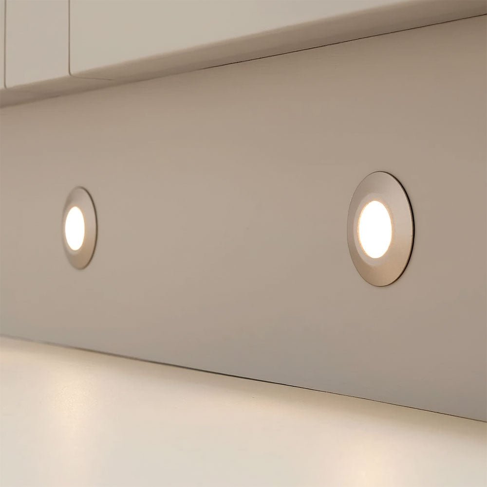 OHIO | Kitchen / Bathroom Recessed Plinth Kickboard Light | LED 0.5W | IP65 | 3000K Warm White | Brushed Steel - LightHub Direct