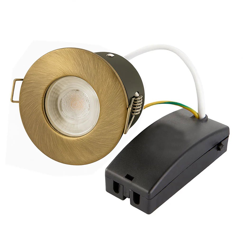 Smart WiFi RGB+CCT Fire Rated Downlight | Alexa & Google | GU10 IP65 | Antique Brass - LightHub Direct