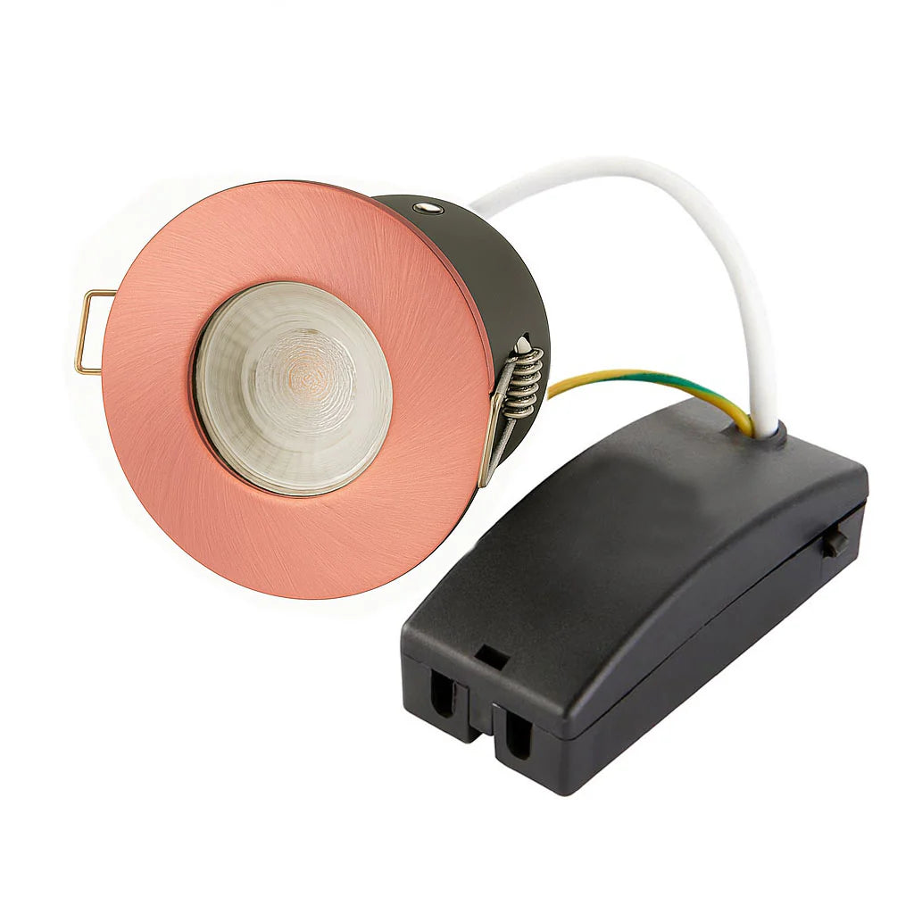 Smart WiFi RGB+CCT Fire Rated Downlight | Alexa & Google | GU10 IP65 | Brushed Copper