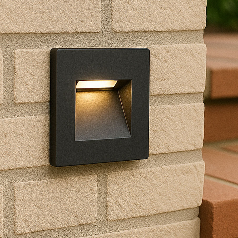 Recessed Indirect Square Wall Step Brick Stair Light for Indoor / Outdoor | LED CCT 1.5W | IP65 | 3000K, 4000K & 6500K | Black