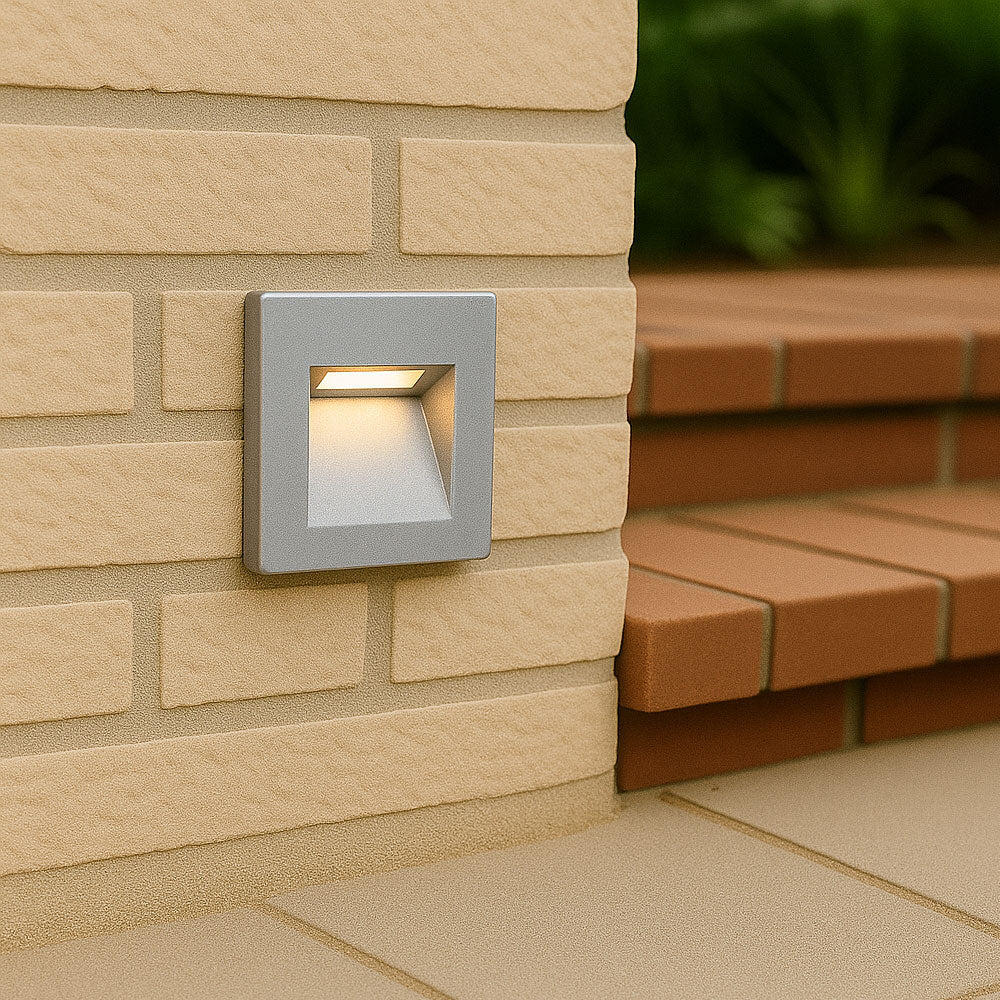 Recessed Indirect Square Wall Step Brick Stair Light for Indoor / Outdoor | LED CCT 1.5W | IP65 | 3000K, 4000K & 6500K | Silver