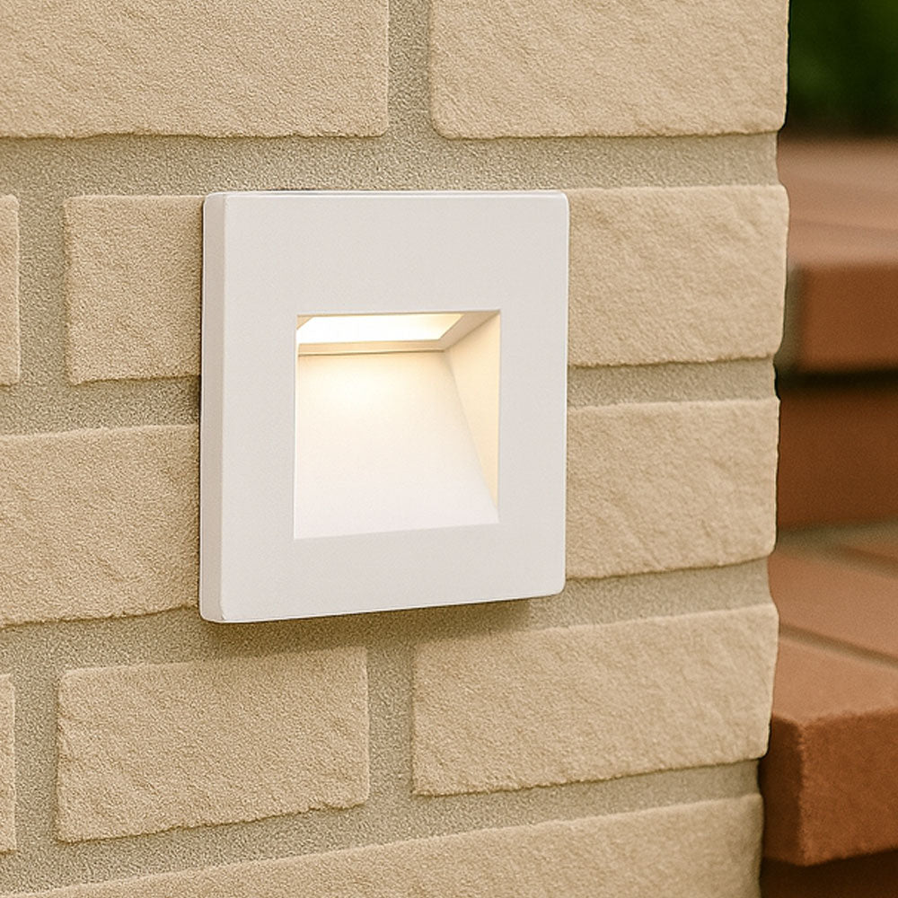 Recessed Indirect Square Wall Step Brick Stair Light for Indoor / Outdoor | LED CCT 1.5W | IP65 | 3000K, 4000K & 6500K | White